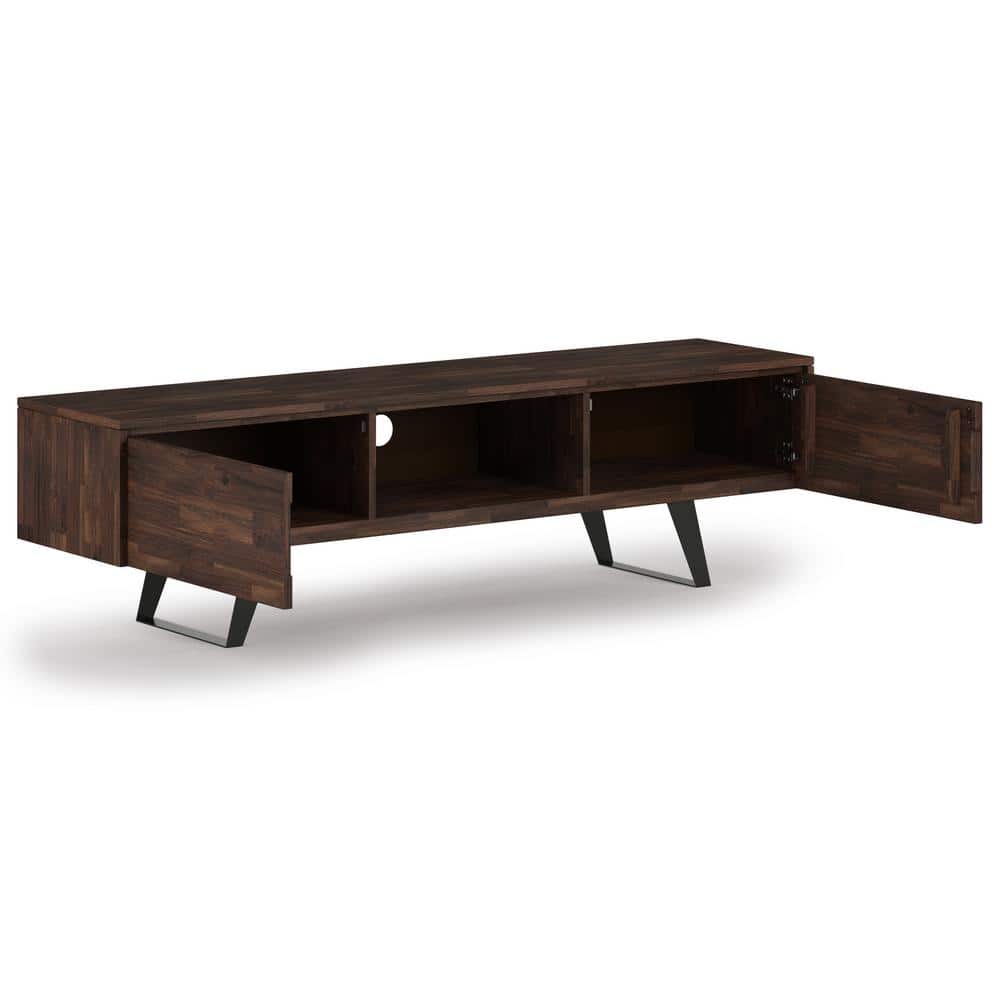 Lowry 72 Inch Distressed Charcoal Brown Acacia TV Media Stand