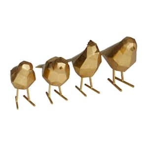 Gold Polystone Bird Sculpture (Set of 4)