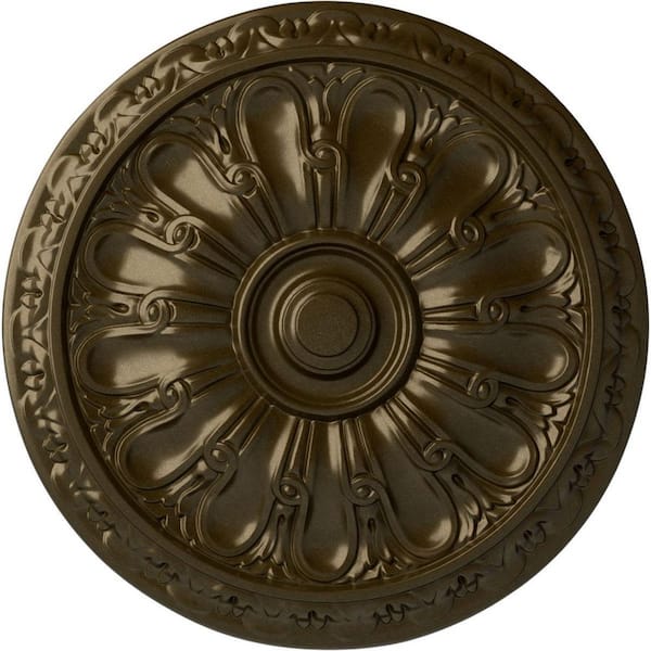 Ekena Millwork 15-3/4" x 5/8" Kirke Urethane Ceiling Medallion (Fits Canopies upto 3-3/4"), Brass