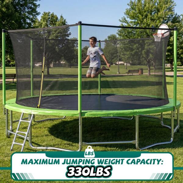 16 ft. Outdoor Recreational Trampoline with Basketball Hoop