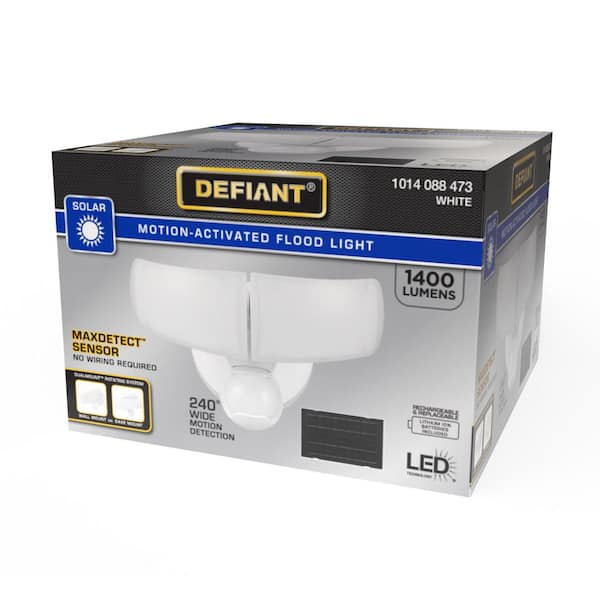 0-Watt 1400 Lumen 240° White Motion Sensing Integrated LED Bulb Included Solar Flood Light