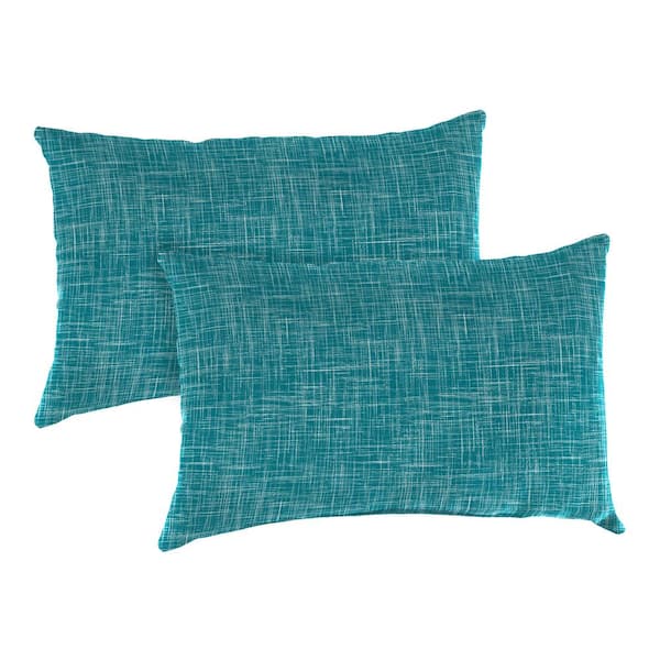 Jordan Manufacturing 12 in. L x 18 in. W x 4 in. T Rectangular Outdoor Lumbar Pillow in Sketch Opal (2-Pack)