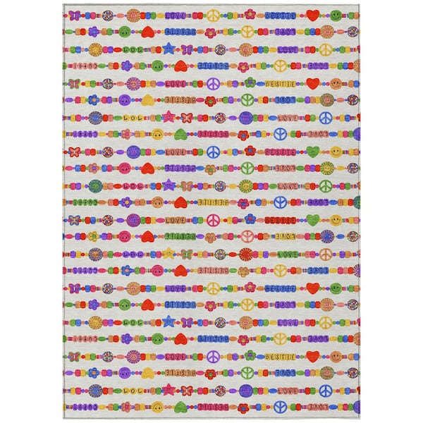 Chantille Machine Washable Indoor/Outdoor Abstract ACN2658 Ivory 3 ft. x 4 ft. Area Rug