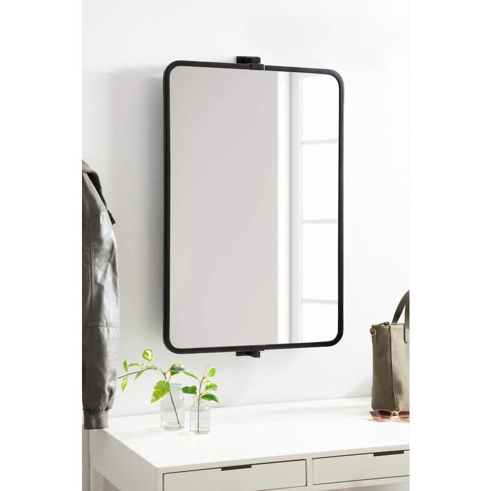 Elijah 38x24 Black Iron Pivot Wall Mirror