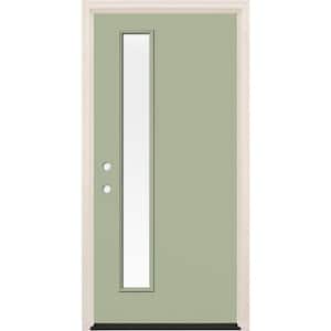 36 in. x 80 in. Right-Hand/Inswing 1-Lite Clear Glass Cypress Painted Fiberglass Prehung Front Door w/6-9/16 in. Frame