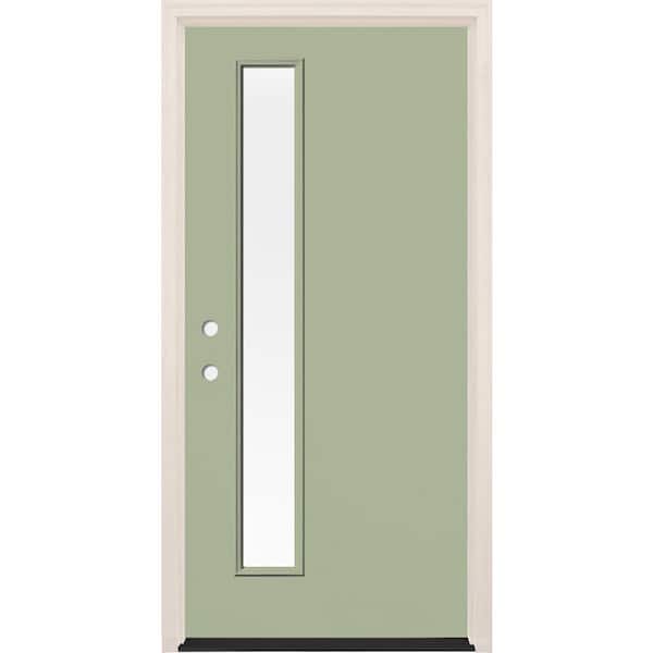 Builders Choice 36 in. x 80 in. Right-Hand/Inswing 1-Lite Clear Glass Cypress Painted Fiberglass Prehung Front Door w/6-9/16 in. Frame