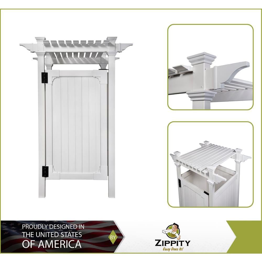 89in White Vinyl Outdoor Shower Enclosure Kit with Door