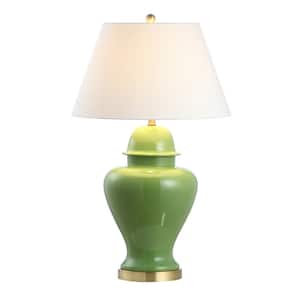 Sagwa 33 in. Green Ceramic/Iron Modern Classic LED Table Lamp