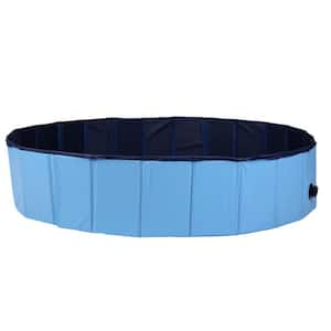 63 in. x 63 in. Round 11.8 in. H Blue Foldable Dog Pet Pool Bathing Tub Kiddie Pool