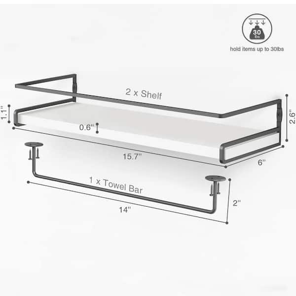 Floating Shelves Set of 2-for Coffee Bar, Bathroom Shelves with Towel Bar,  Wall Shelves with 8 Hooks for Kitchen PU5WY3 - The Home Depot