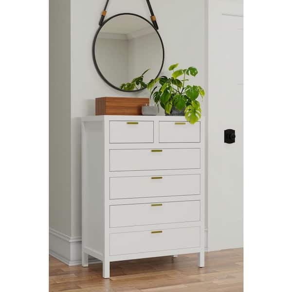 Carmel White 6 Drawer 36 in. W Wood Chest of Drawers
