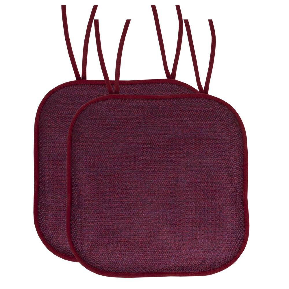 Cameron Square Memory Foam 16 in.x16 in. Non-Slip Back, Chair Cushion with Ties (2-Pack), Wine price history on PriceWatchPro