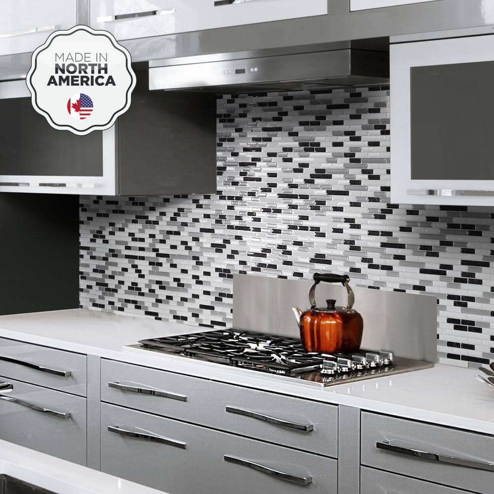 Muretto Alaska Gray and White Vinyl Peel and Stick Backsplash Tiles