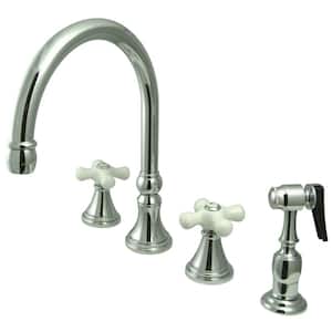 Governor 2-Handle Standard Kitchen Faucet with Side Sprayer in Polished Chrome