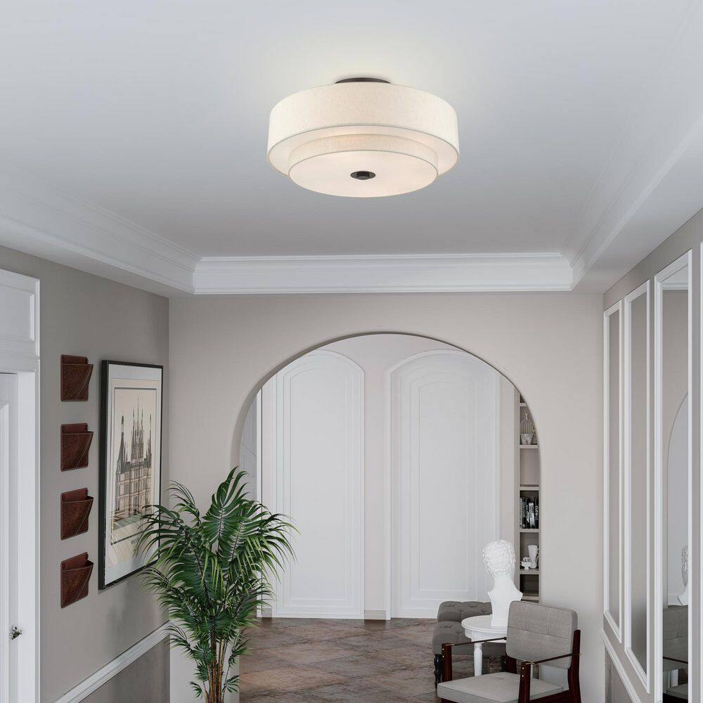 Meridian English Bronze 6-Light LED Semi-Flush Drum Ceiling Fixture