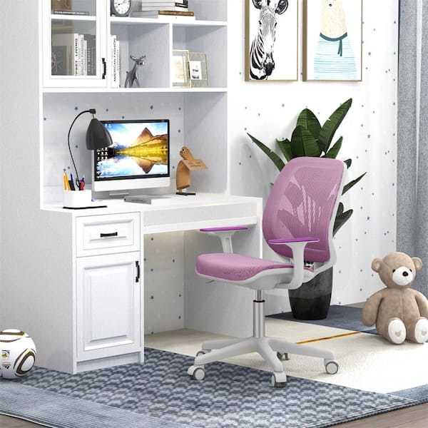 Costway Purple Mesh Swivel Kids Computer Chair with Adjustable Height