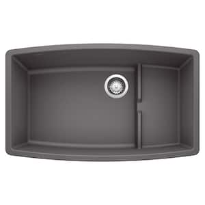 PERFORMA CASCADE 32 in. Undermount Single Bowl Cinder Granite Composite Kitchen Sink