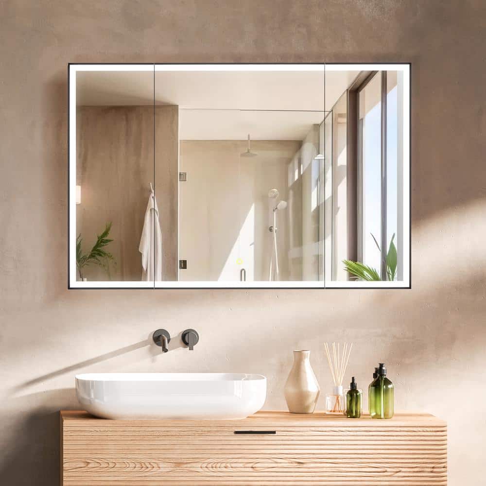 Fenice 48" Matte Black Aluminum LED Medicine Cabinet