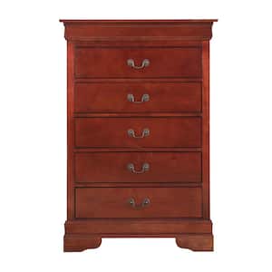 Louis Phillipe 5-Drawer Cherry Chest of Drawers (48 in. H x 33 in. W x 18 in. D)