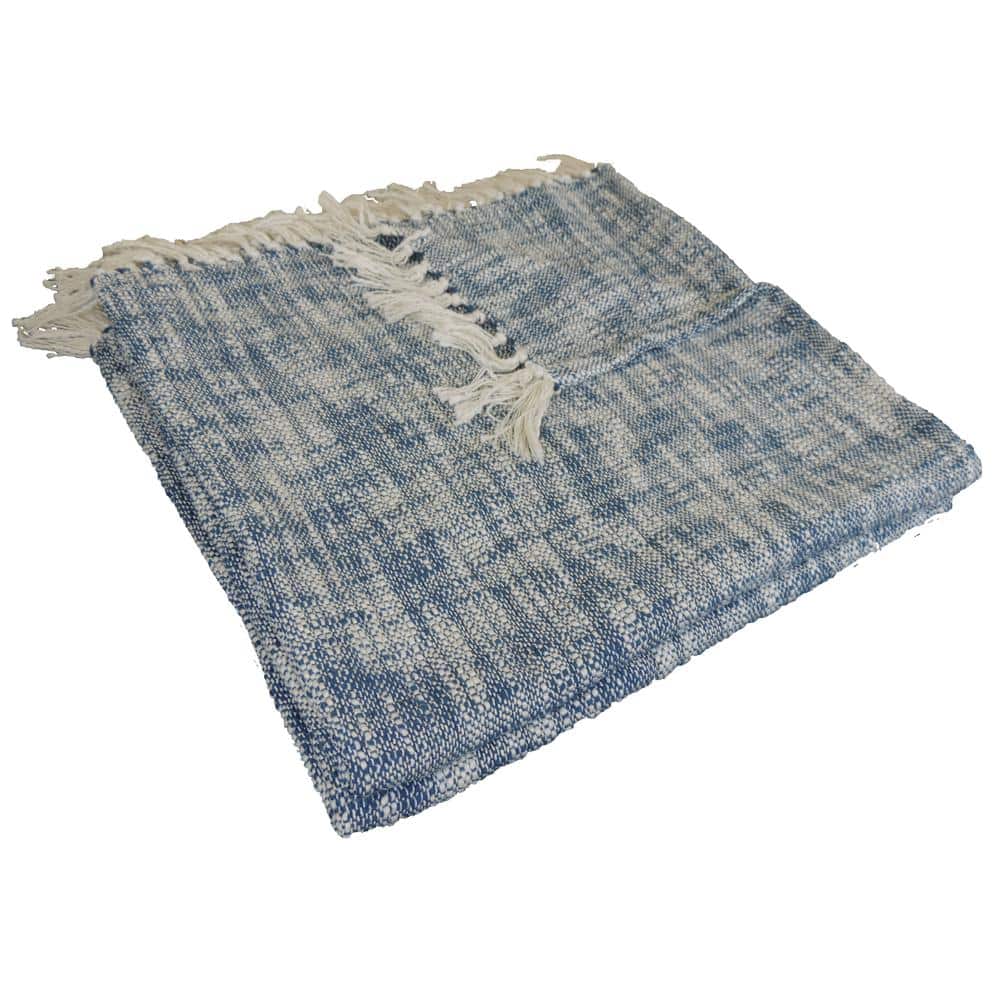 Organic Blue Cotton Reversible Throw Blanket 60" x 50"