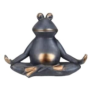 12 in. Frog Sitting in a Lotus Yoga Position Garden Statue