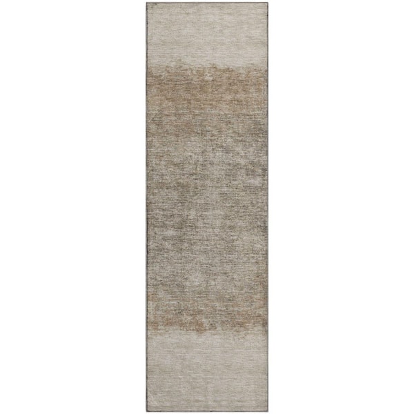 Mayfield Premium Machine Washable Abstract AMF2214 Beige 2 ft. x 7 ft. Runner Rug