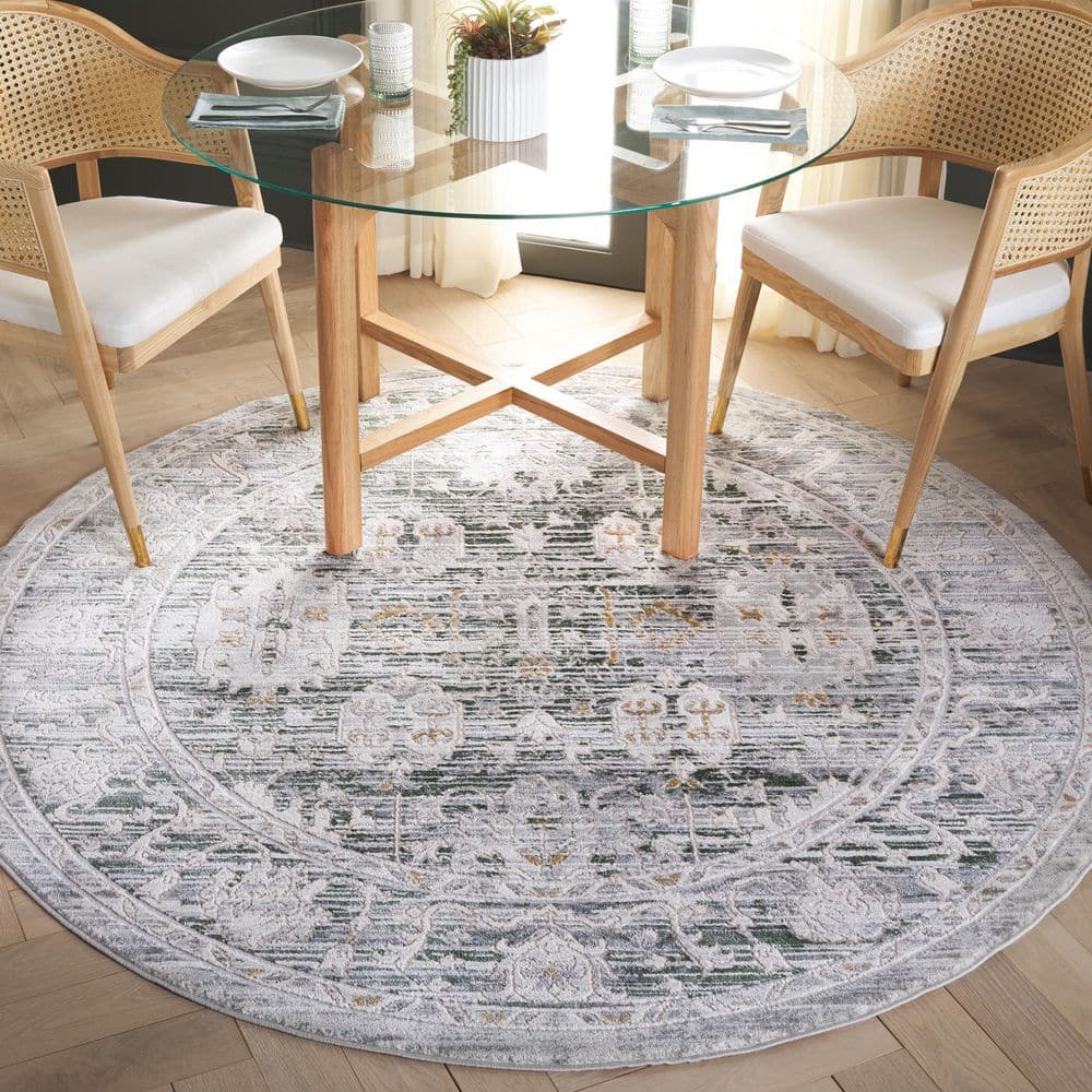 Prestige 7 ft. x 7 ft. Ivory/Gray Distressed Ornate Round Area Rug price history on PriceWatchPro