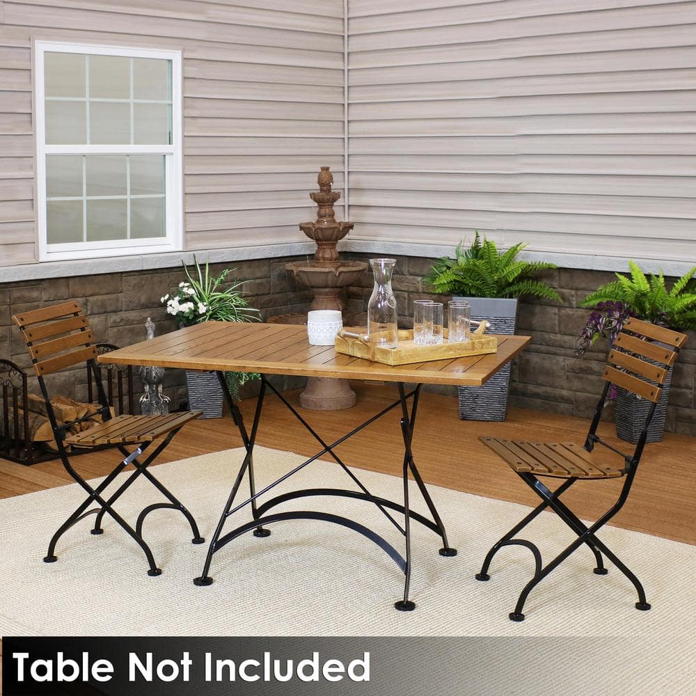 Chestnut Brown Folding Bistro Dining Chairs with Steel Frame - Set of 2