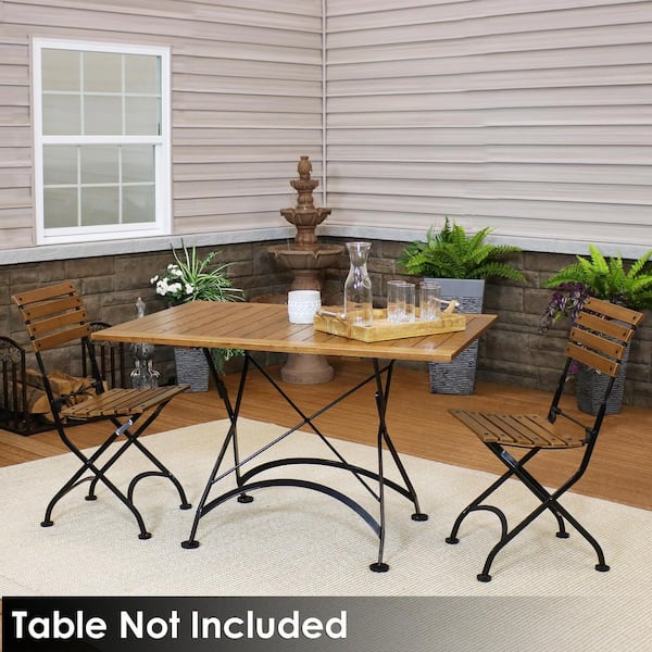 Folding Chestnut Wood Outdoor Dining Chair (Set of 2)