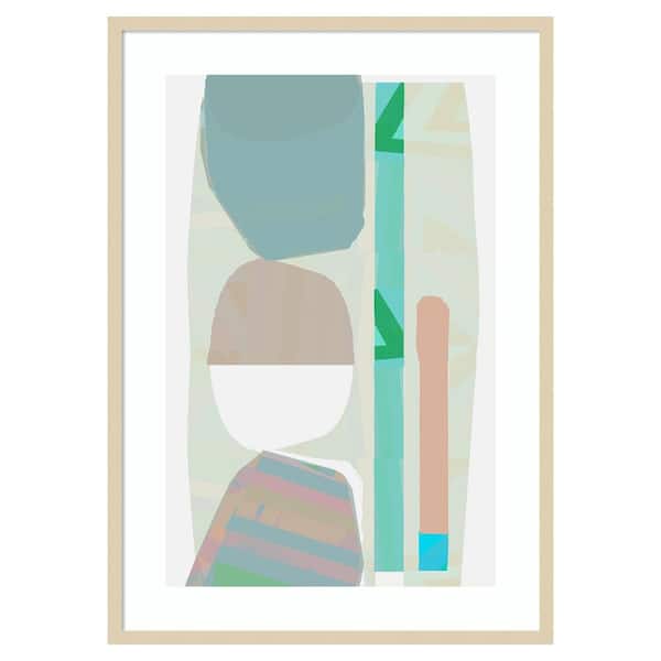 Amanti Art Blue Stones I by Project C 29 in. W x 41 in. H. Wood Framed Wall Art Print Framed in Brown