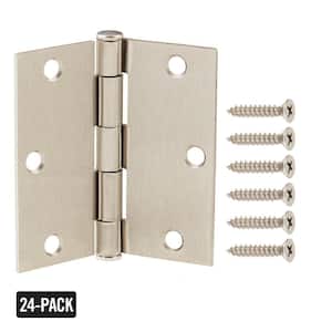 3-1/2 in. Square Corner Satin Nickel Door Hinge Value Pack (24-Pack)