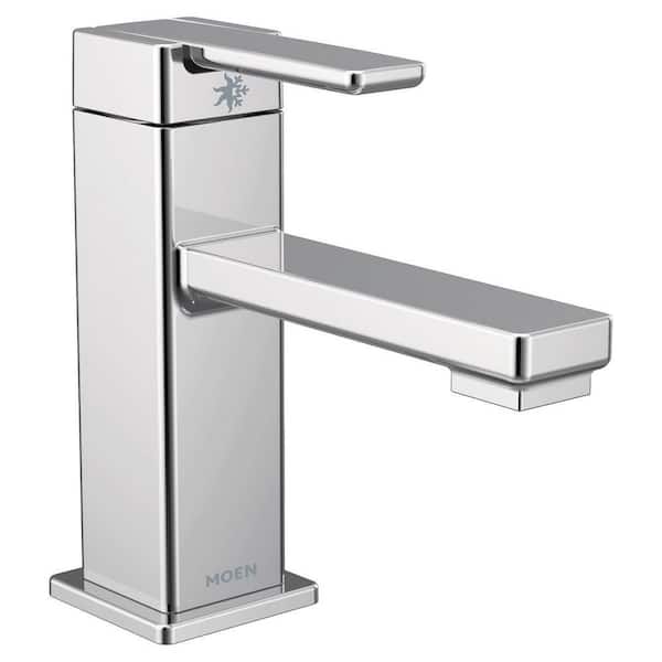 90° 1 Handle Single Hole Bathroom Sink Faucet with Valve Included and Hot/Cold Indicators in Chrome