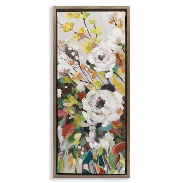 Mixed Flowers Array by Carol Robinson Brown Floater Frame Nature Graphic Art Print 31 in. x 15 in.