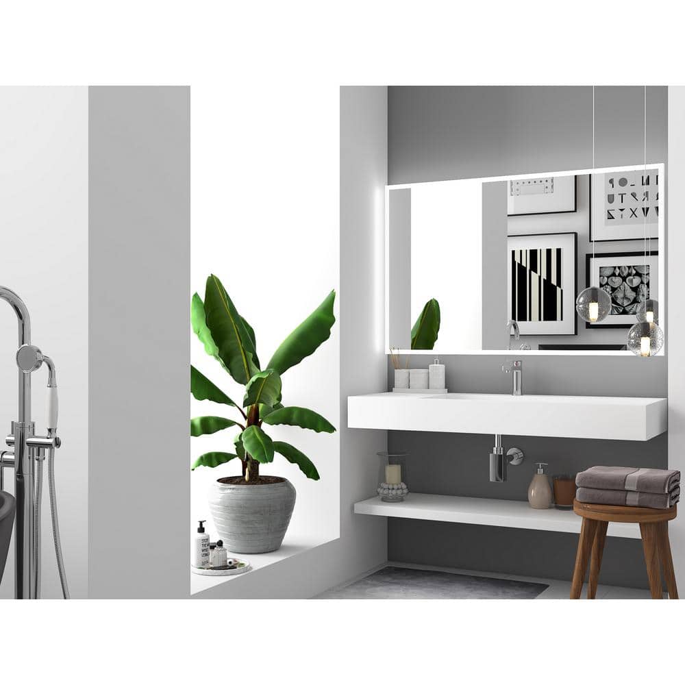 White Stone 48" Wall-Mounted Rectangular Bathroom Sink