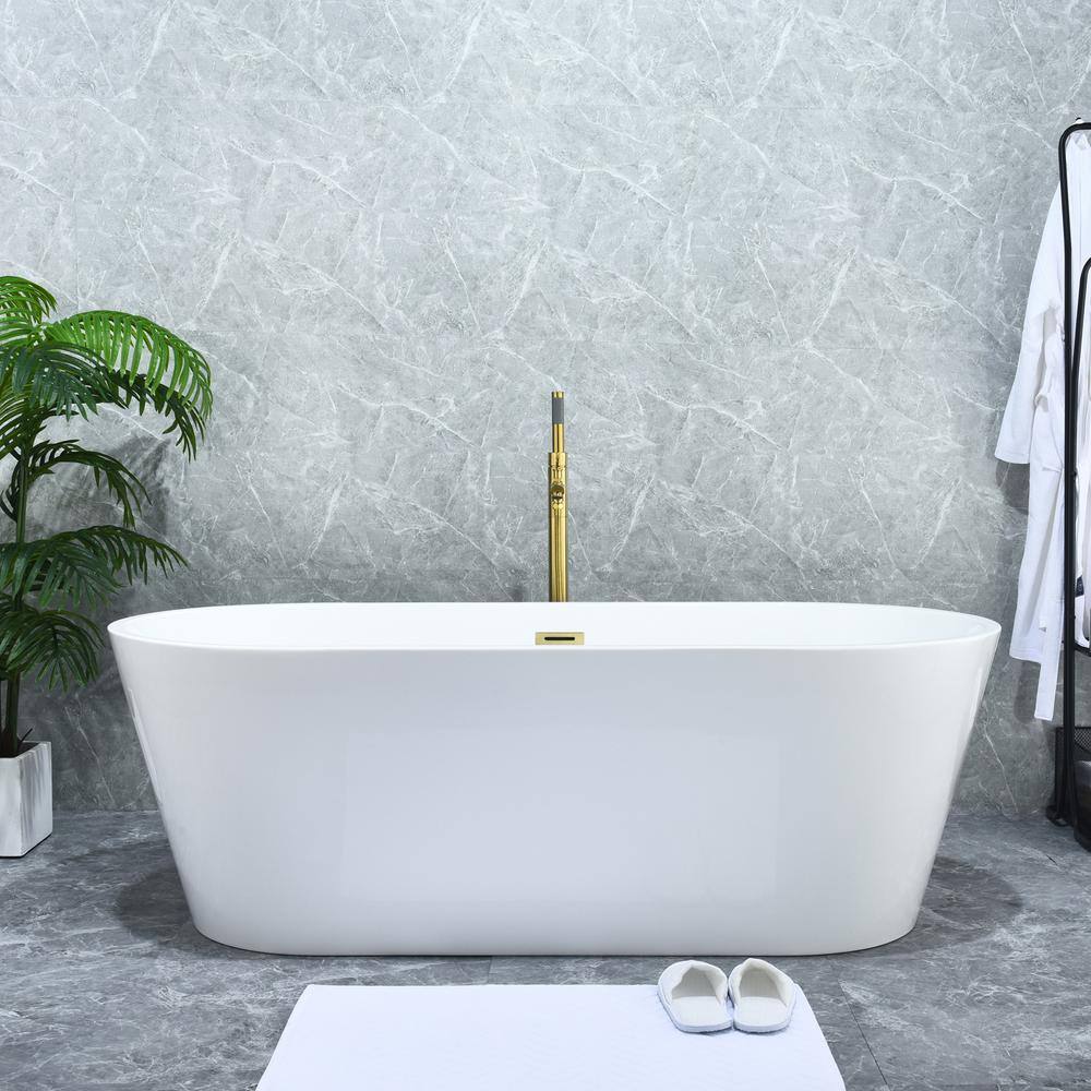 Brushed Gold Stainless Steel Freestanding Tub Faucet with Handshower