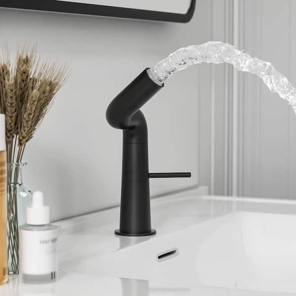 Single Hole Single-Handle Deck Mount Bathroom Faucet in Matte Black