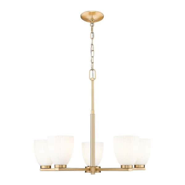 Naya 5 light Modern Gold Chandelier for Indoor Use with No Bulbs Included