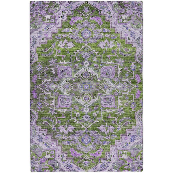 Dream Shag Premium Machine Washable Abstract ADS774 Olive 9 ft. x 12 ft. Area Rug