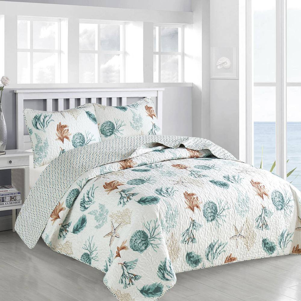 Multi-Colored Full/Queen Microfiber 3-Piece Quilt Set Bedspread price history on PriceWatchPro