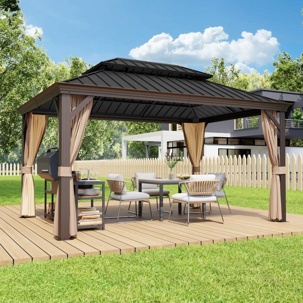 Esunny 14 ft. x 10 ft. Outdoor Patio Aluminum Frame Gazebo with