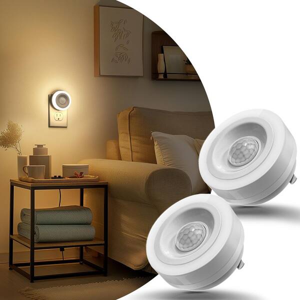 1-Light Night Light with Motion Sensor 3000K Warm White, Automatic On/Off for Bedroom, Hallway