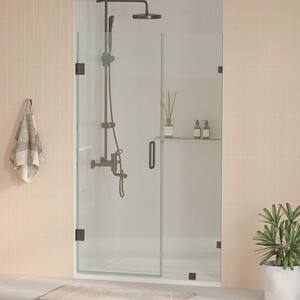 Nirvana 58 in. W x 76 in. H Frameless Hinged Shower Door in Matte Black with 3/8" Clear Glass