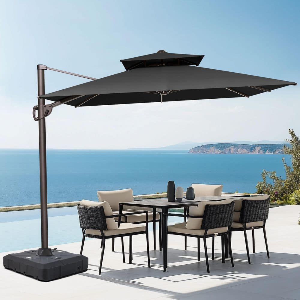 11.5 ft. x 9 ft. Rectangle 2-Tier Top 360° Rotation Aluminum Cantilever Patio Umbrella in Black with Wheeled Base price history on PriceWatchPro
