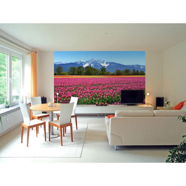 Ideal Decor 100 in. x 0.25 in. Tulips Wall Mural