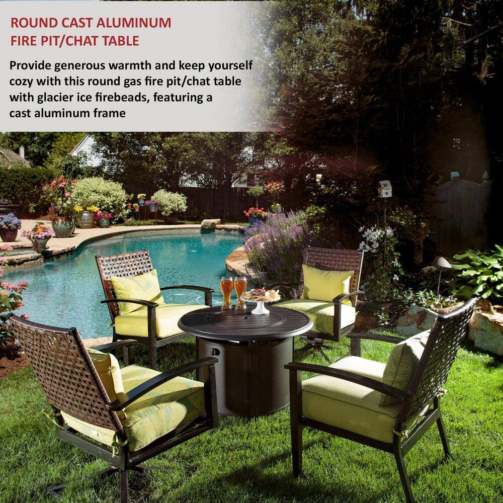 Black 36" Round Aluminum Gas Fire Pit Table