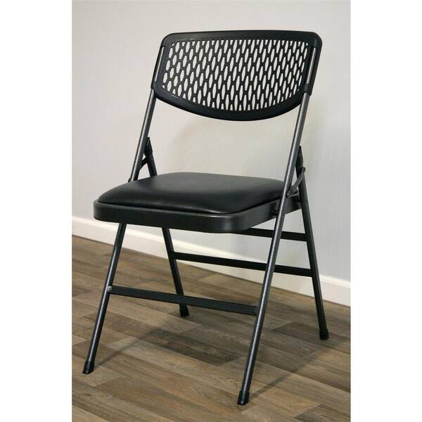 Black Folding Cushion Chair - 4 Pack 19.25 x 21.5 x 35.5