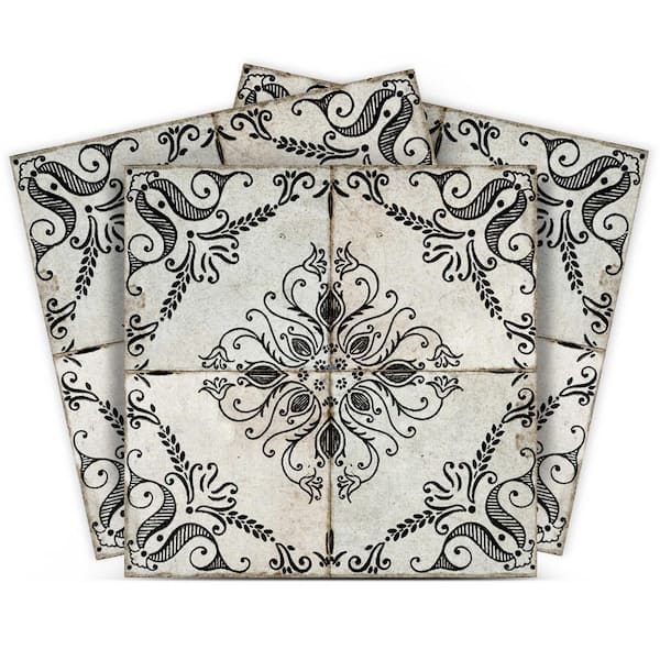 Black and White V44 8 in. x 8 in. Vinyl Peel and Stick Tile (24-Tiles, 10.67 sq. ft. / Pack)