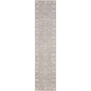 Asher Blue Ivory 2 ft. x 10 ft. All-over design Traditional Runner Area Rug