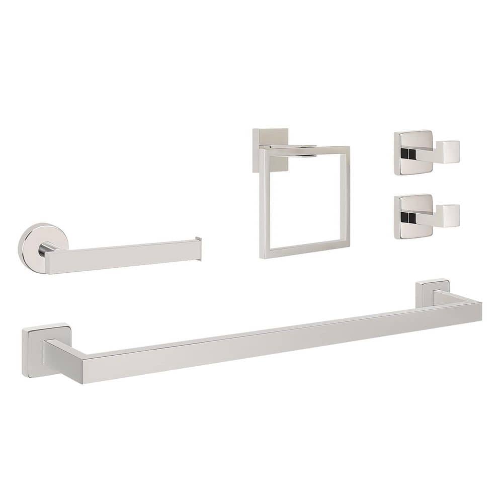 5-Piece Bathroom Hardware Set with Towel Rod, Towel Ring, Toilet Paper Holder, 2 Robe Hooks in Chrome Finish price history on PriceWatchPro
