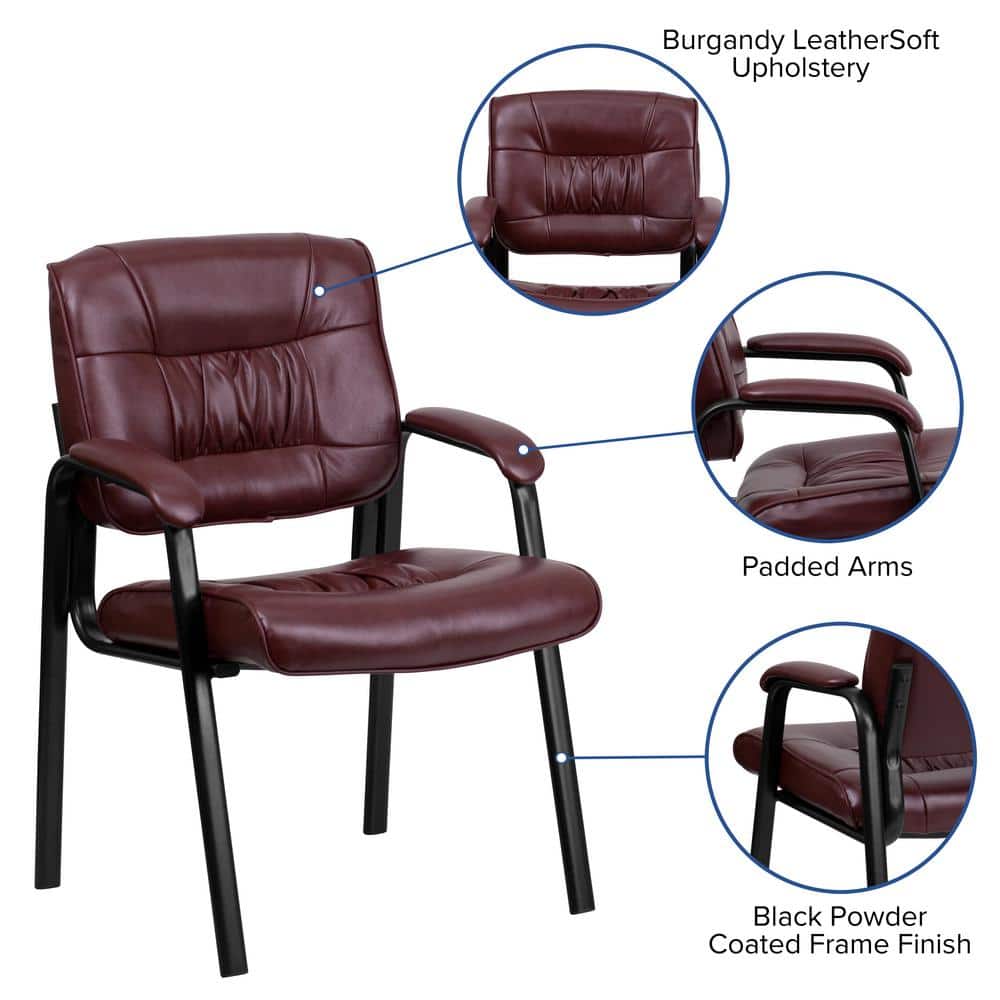 Burgundy LeatherSoft High Back Swivel Executive Chair with Metal Frame